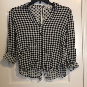 Checkered girly black and white flannel